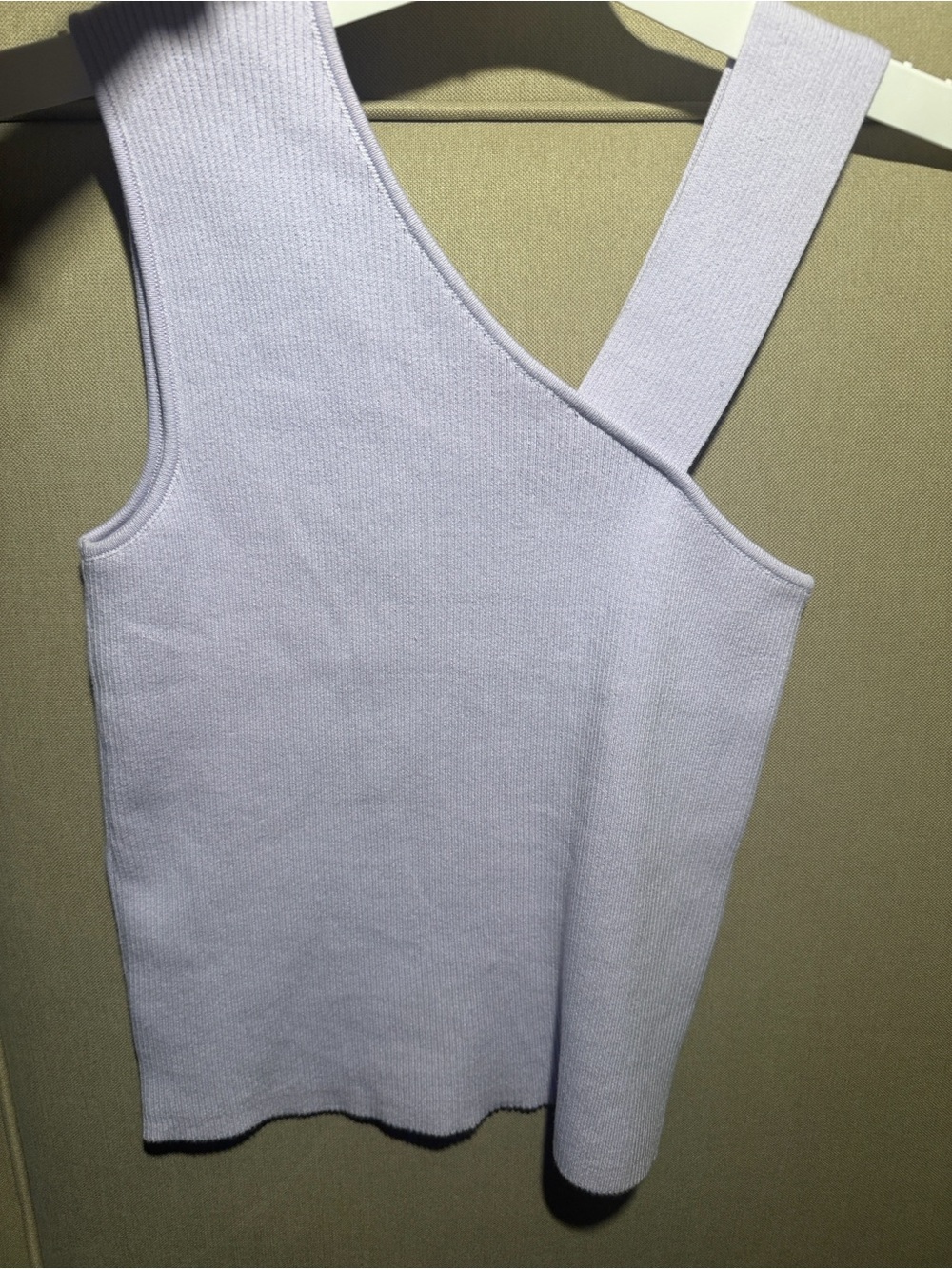 DSTLD Asymmetric Knit Tank in Light Lavender